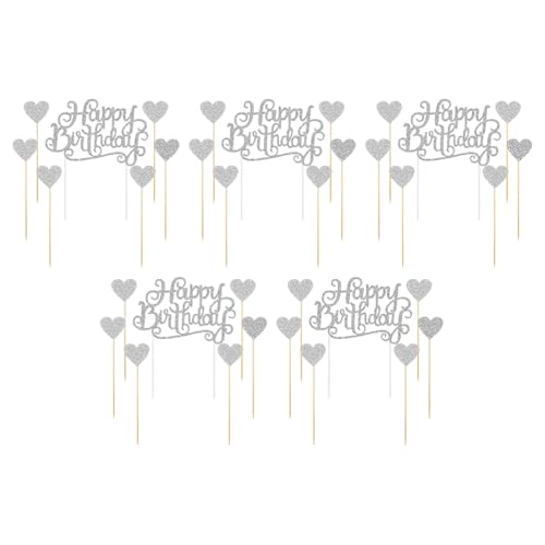 LICHENGTAI 5 Stück Happy Birthday Tortendeko, Acryl Cake Topper Geburtstag Kuchendeko Glitzer Cupcake Topper Tortenstecker für Mädchen Junge Mann Frau Kinder Geburtstag Taufe Party Deko von LICHENGTAI