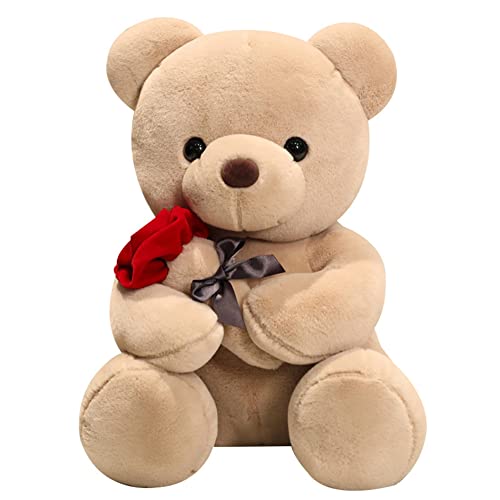 LICHENGTAI Bär mit Rosen, Kuschelbär Plüschbär Süßes Bär Kuschelbär Plüsch Kuschelbär Plüschtier Kuscheltier Herzkissen, ideal für Freund und Freundin, Geschenk zum Valentinstag von LICHENGTAI