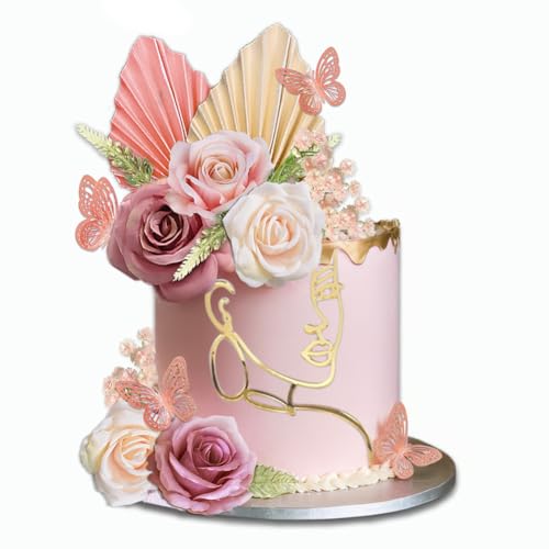 LICHENGTAI Boho Cake Topper, 26 Stück Blume Tortendekorationen Geburtstag Kuchen Topper Set Geburtstag Party Zubehör für Geburtstag Hochzeit Valentinstag Baby Party von LICHENGTAI