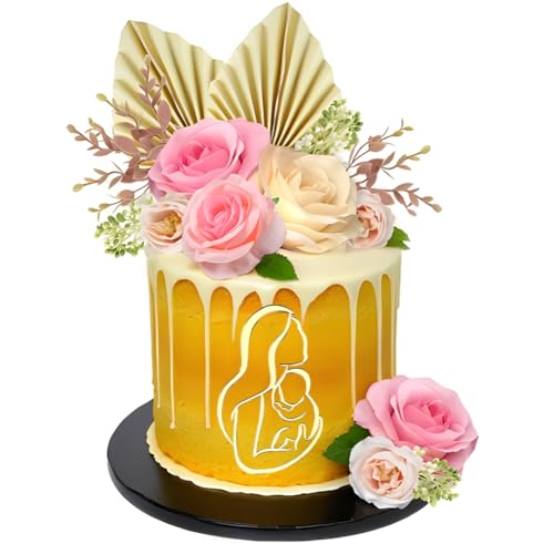 LICHENGTAI Boho Cake Topper, Boho Tortenaufleger Blume Tortenaufleger Palm Leaves Tortendekoration Happy Birthday Kuchendeko für Geburtstag Hochzeit Valentinstag Baby Party von LICHENGTAI