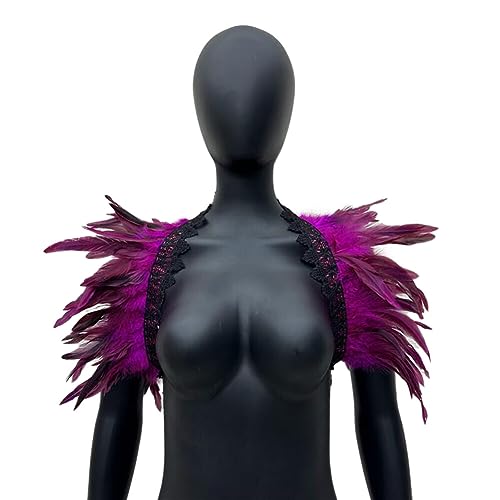 LICHENGTAI Gothic Feder Cape Damen Federkragen Kostüm Herren Feder Schal Schulter Flügel Punk Kostüm für Halloween Fasching Karneval Party Kostüm von LICHENGTAI