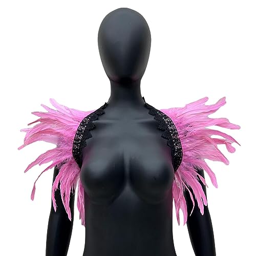 LICHENGTAI Gothic Feder Cape Damen Federkragen Kostüm Herren Feder Schal Schulter Flügel Punk Kostüm für Halloween Fasching Karneval Party Kostüm von LICHENGTAI