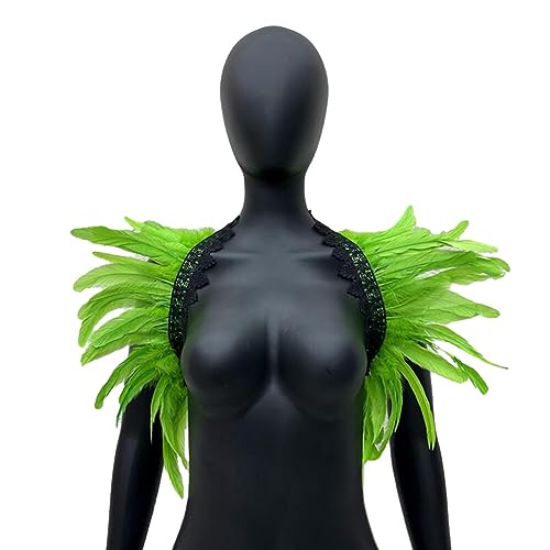 LICHENGTAI Gothic Feder Cape Damen Federkragen Kostüm Herren Feder Schal Schulter Flügel Punk Kostüm für Halloween Fasching Karneval Party Kostüm von LICHENGTAI