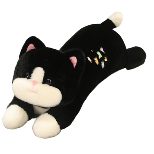 LICHENGTAI Katze Plüschtier, 60cm Süße Katze Kuscheltier Stofftier Schwarze Katze Puppe Kawaii Kissen Umarmungskissen Plüschkissen Spielzeug Geschenk Gefüllt für Kinder Mädchen Jungen Erwachsene von LICHENGTAI