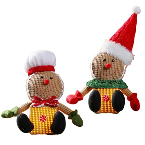 LICHENGTAI Lebkuchenmann Puppe Mit LED, Christmas Gingerbread Man Doll Handgemachte Weihnachten Lebkuchenmann Stuffed Plüsch Ornament Dekoration Geschenk für Kinder Erwachsene von LICHENGTAI