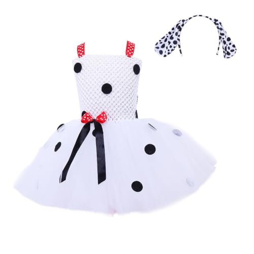 LICHENGTAI Mädchen Prinzessin Kleid, Gepunkteter Hundetutu Mädchen Ärmelloses Abendkleid Halloween Tutu Rock mit Schleife für Weihnachten Halloween Karneval Cosplay von LICHENGTAI