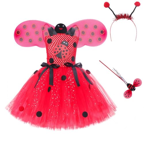 LICHENGTAI Mädchen Prinzessin Kleid, Kinder Mädchen Pailletten Tüll Rock Frauen Ärmellos Partykleid Halloween Outfit Cosplay Kostüm für Weihnachten Halloween Karneval Cosplay von LICHENGTAI