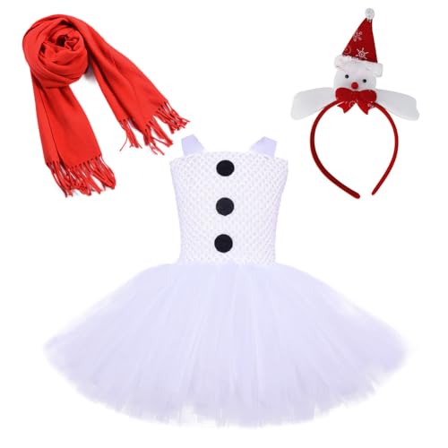 LICHENGTAI Mädchen Prinzessin Kleid, Schneemann Prinzessin Kleid Mädchen Prinzessin Kostüm mit Accessoires Weihnachten cosplay Kleid für Weihnachtskostüm mit Zubehör von LICHENGTAI