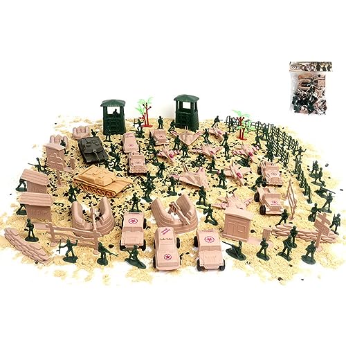 LICHENGTAI Militär Waffen Set Spielzeug Paket Mini Soldaten Figuren Spielzeug Set Plastik Soldatenfiguren Spielzeug Panzer Flugzeuge Flaggen Schlachtfeld Spielzeugsoldaten für Kinder 3+ von LICHENGTAI