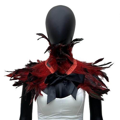 LICHENGTAI Natürliche Feder Umhang Schulter Wrap Gothic Feder Cape Schal Schulter Flügel Punk Kostüm Halloween Karneval Rabenkostuem Kostüme für Frauen Herren von LICHENGTAI