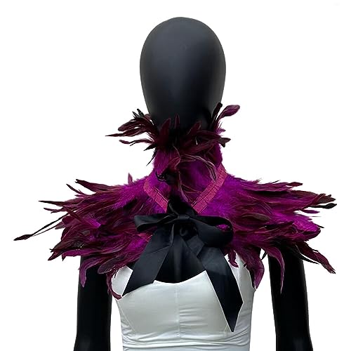 LICHENGTAI Natürliche Feder Umhang Schulter Wrap Gothic Feder Cape Schal Schulter Flügel Punk Kostüm Halloween Karneval Rabenkostuem Kostüme für Frauen Herren von LICHENGTAI