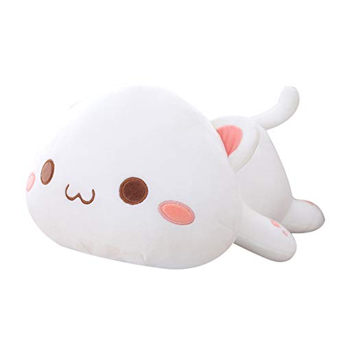 LICHENGTAI Plüschtier, Kawaii Stofftiere Katzen Kissen Kätzchen Katze Tier Puppe, Plüsch Kissen ausgestopftes Tier Kissen Plüschtier, Kinder Spielzeug Geschenk Gefüllt (Weiß 01-65cm) von LICHENGTAI