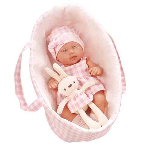 LICHENGTAI Reborn Babypuppe Silikonpuppe mit Schlafkorb, Süß Realistische Reborn Puppe Lebensechte Babypuppen Silikonpuppe Neugeborene Baby Junge Mädchen Spielzeug Geschenke von LICHENGTAI