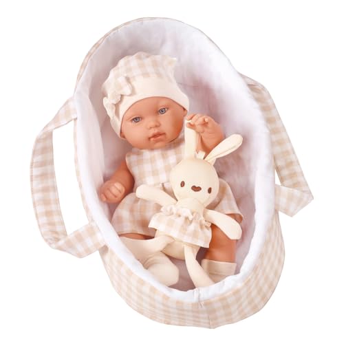 LICHENGTAI Reborn Babypuppe Silikonpuppe mit Schlafkorb, Süß Realistische Reborn Puppe Lebensechte Babypuppen Silikonpuppe Neugeborene Baby Junge Mädchen Spielzeug Geschenke von LICHENGTAI