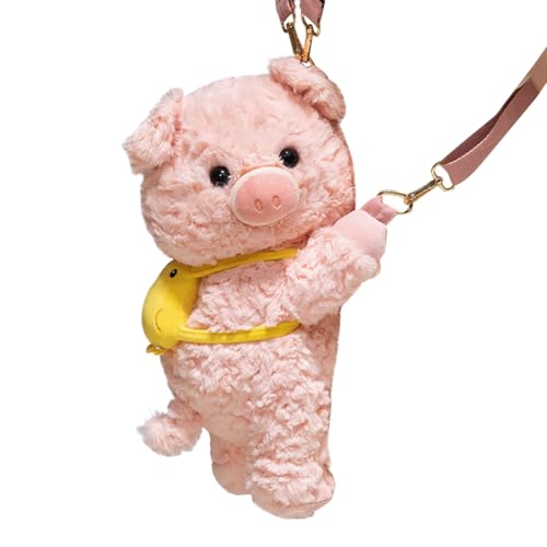 LICHENGTAI Schwein Plüschtier Rucksack, Niedlicher Plüschtier Schwein Rucksack Tierische Einzel Umhängetasche Kosmetik Handy Aufbewahrungsrucksack Kleinkind Rucksack für Baby Mädchen von LICHENGTAI