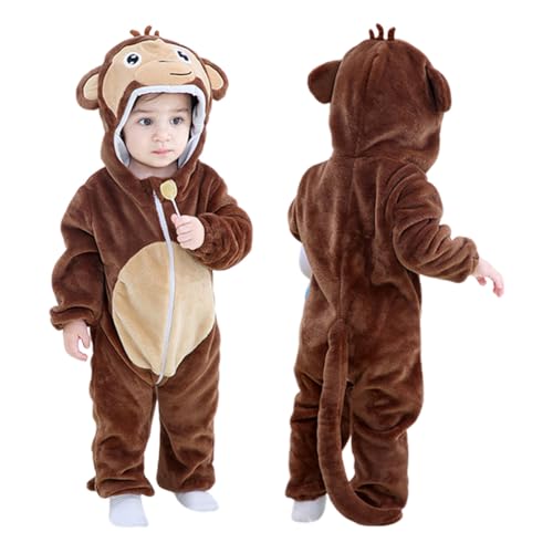 LICHENGTAI Tier Kostüm für Kinder, Flanell-Einteiler vielseitiges Outfit Cartoon Tiermotiv Strampler mit Kapuze Winter Kinder Tier Pyjamas für Cosplay Halloween Karneval von LICHENGTAI