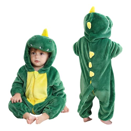 LICHENGTAI Tier Kostüm für Kinder, Unisex Tier Overall kostüm Schlafanzug mit Kapuze Baby Strampler Mit Kapuze Flanell Jumpsuit für Cosplay Halloween Karneval von LICHENGTAI