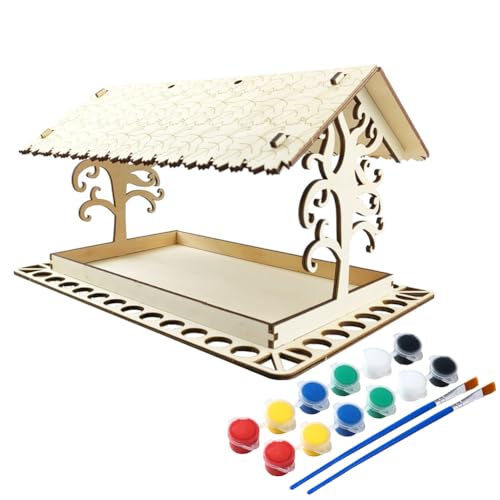 LICHENGTAI Vogelhaus Bausatz für Kinder, Holz Basteln für Kinder zu Bauen und Malen, 3D Vogelfutter Bastelset Kinder, Holz Vogelhaus Puzzle Spielzeug Geschenke Für Jungen Mädchen von LICHENGTAI