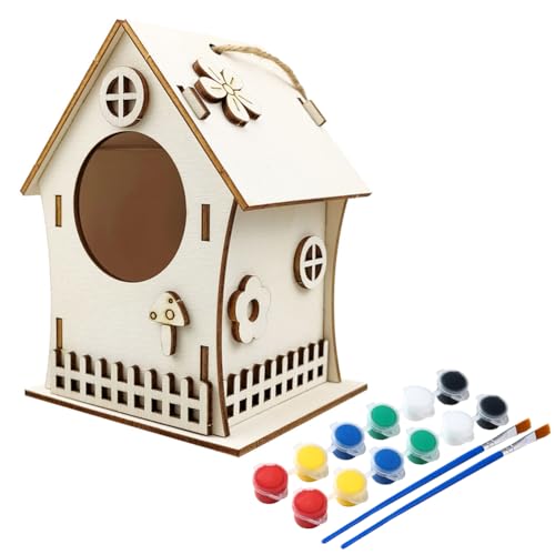 LICHENGTAI Vogelhaus Bausatz für Kinder, Holz Basteln für Kinder zu Bauen und Malen, 3D Vogelfutter Bastelset Kinder, Holz Vogelhaus Puzzle Spielzeug Geschenke Für Jungen Mädchen von LICHENGTAI