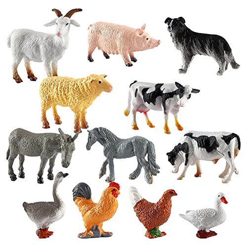 Mini Bauernhof Tierfiguren, 12 Stücke Mini Waldtier Spielzeug Realistische Jumbo Wild Jungle Tiere Figuren Bauernhof Tiere Lernspielzeug Tierfiguren Set Partyzubehör für Kinder Jungen und Mädchen von LICHENGTAI