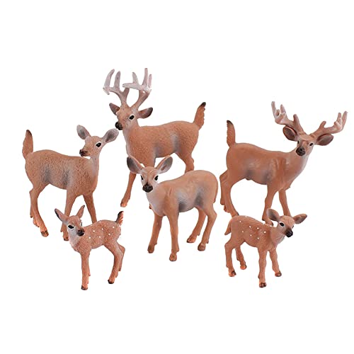 LICHENGTAI Mini Rentierstatue, 6 Stücke Mini Waldtier Spielzeug Realistische Jumbo Wild Jungle Tiere Figuren Bauernhof Tiere Lernspielzeug Tierfiguren Set Partyzubehör für Kinder Jungen und Mädchen von LICHENGTAI