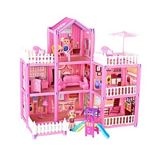 LICHENGTAI Puppenhaus mit Möbeln und Zubehör, Puppenhaus Miniatur mit Möbeln, Traumhaus Puppenhaus Set Kinder DIY Rollenspiel Puppenhaus Puppenstube Dollhouse für Toddler Kinder Junge und Mädchen von LICHENGTAI