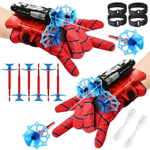 LIDEYE Hero Launcher Handschuh, 2 Set Held Launcher, Spider Hero Handschuhe, Handgelenk Spielzeug Set, Spiderman Spielzeug Handschuh, Lustiges Lernspielzeug Kostüm Requisiten für Kinder (C) von LIDEYE