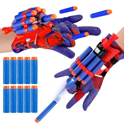 LIDEYE Hero Launcher Handschuh, 2 Set Super Spider Launcher, Spider Hero Handschuhe, Handgelenk Spielzeug Set, Spiderman Spielzeug Handschuh, Lustiges Lernspielzeug Kostüm Requisiten für Kinder (A) von LIDEYE