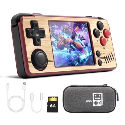 Mi-Yoo A30 Retro Handheld Spielekonsole, 2.8 Inch IPS Screen Linux System, Gameboy Emulator unterstützung WiFi Multiplayer online schlachten, eingebaute 64G-Karte, Rot von LIDOUYA