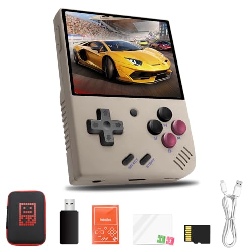 Mi-Yoo Mini Plus Retro Handheld Spielekonsole,3.5 Inch IPS Screen Linux System,unterstützt Wireless Gamepad und HDTV-Ausgang, Retroshock-Retro Spielekonsole, mit 5500+ Klassische Spiele, 64G, Grau von LIDOUYA