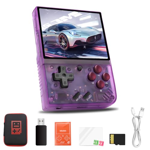 Mi-Yoo Mini Plus Retro Handheld Spielekonsole,3.5 Inch IPS Screen Linux System,unterstützt Wireless Gamepad und HDTV-Ausgang, Retroshock-Retro Spielekonsole, mit 5500+ Klassische Spiele, 64G, Violett von LIDOUYA