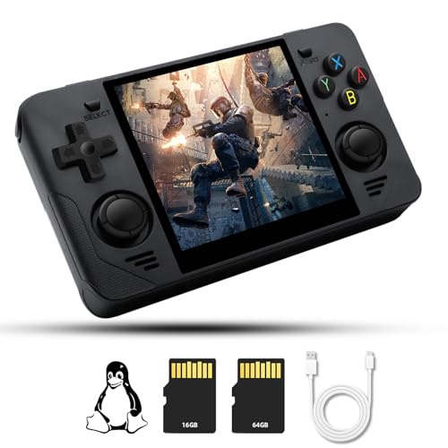 POWKDDY RGB30 Retro Handheld Spielkonsole, 4.0 Inch IPS Screen Open Source Linux, Retro Gameboy unterstützung WiFi online schlachten und HDTV-Ausgang, mit 5500+ Klassische Spiele, 16+64G, Schwarz von LIDOUYA