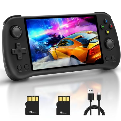 POWKDDY X55 Retro Handheld, 5.5 Inch IPS Screen Linux System, Retro Shock Gameboy unterstützung WiFi Multiplayer online schlachten und HDTV-Ausgang, mit 10000+ Klassische Spiele, 16GB+128GB, Schwarz von LIDOUYA