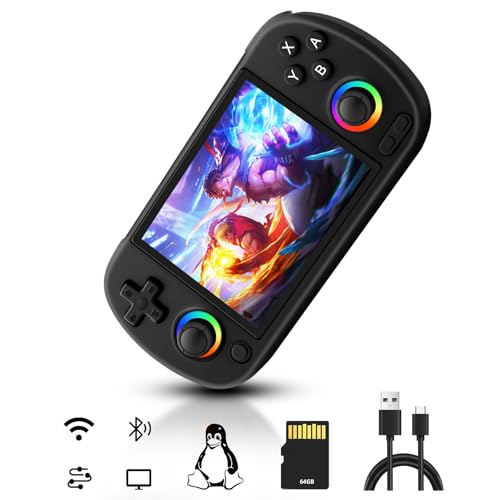 RG40XX H Retro Handheld Spielkonsole, 4.0 Inch iPs Screen Linux System, Duale Joysticks mit RGB-Beleuchtung unterstutzt Wifi online schlachten. Retro Konsole, mit 5500+ Klassische Spiele. 64G, Schwarz von LIDOUYA