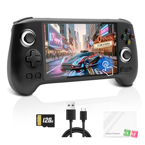 RG556 Retro Handheld Spielkonsole mit Touchscreen, 5.48 Inch IPS Screen Android 13 System, Handheld Konsole unterstützung 1080p Display Port Output WiFi Video Games Player 128G, Schwarz von LIDOUYA