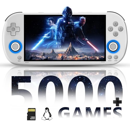 Trimui Smart Pro Retro Handheld, 4.96 Inch IPS Screen Open Source Linux, Retro Gameboy unterstützung WiFi Multiplayer online schlachten, eingebaute 128G-Karte, Weiß von LIDOUYA