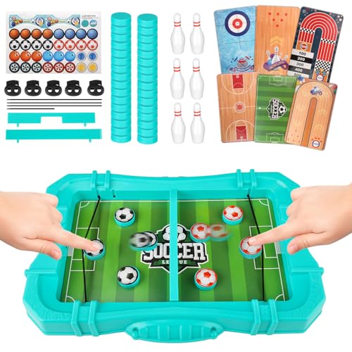 LIFEDYLUK 6 in 1 Hockey Brettspiel, Sling Puck Spiel Foosball Katapult Brettspiel, Doppelkampf Tischbasketball Punkterennen Match-Spiel, Eltern-Kind-Interaktion Spielzeug Partyspiel für Erwachsene von LIFEDYLUK