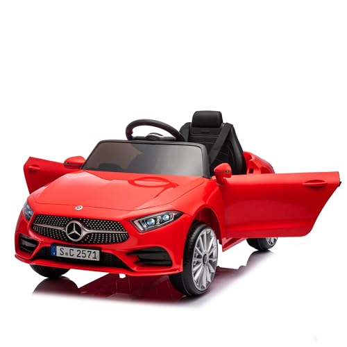 Lizenziertes Mercedes-Benz CLS 350-12V Kinderauto mit Fernbedienung, Musik & LED-Beleuchtung, Rot von LIFEISLE