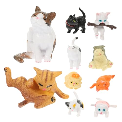 LIFKICH Katzen Zubehör Katzenfiguren Set Lebensechte Katzen Dekorationen Aus Üße Katzen Modelle Für Zuhause Garten & Als Für Katzenliebhaber Katzenfigur von LIFKICH