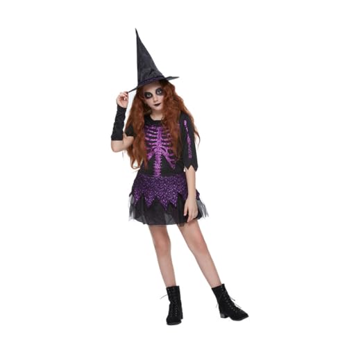 LIFKOME 1 Halloween-Charakterkostüm für Kinder Zaubererkostüm ausgefallenes Ballkostüm für Kinder Hexenkostüm Outdoor-Kostüm Halloween-Cosplay-Kostüm Polyester (Polyester) Violett von LIFKOME