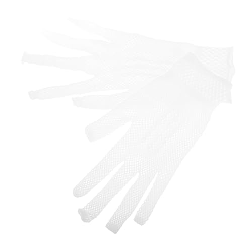 LIFKOME 1 Paar Netzhandschuhe Feinmaschige Handschuhe Nachtclub Handschuhe Vintage-Handschuhe Party-Handschuhe handschuhe Damen-Mesh-Handschuhe Kostümzubehör Kostüm Ärmel Nylon Weiß von LIFKOME