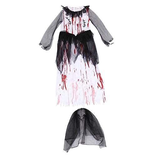 LIFKOME 1 Satz 2 Stück Kleines Mädchen blutbeflecktes Kleid der Geisterbraut Brautkleid Halloween blutig kinderkleider kinderkleidung Performance-Kleidung Brautkostüm Polyester Weiß von LIFKOME