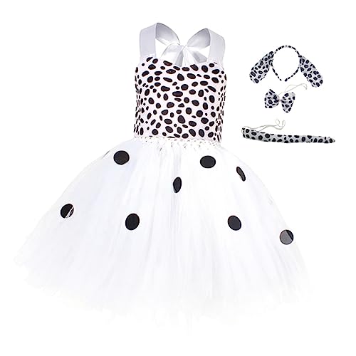 LIFKOME 1 Satz Dalmatinisches Prinzessinnenkleid Gepunktetes Kleid Für Mädchen Tier-cosplay-kostüm Welpenkleidung Geflecktes Hundeohren-stirnband Kinderanzug Tutu-kostüm Polyestergewebe von LIFKOME