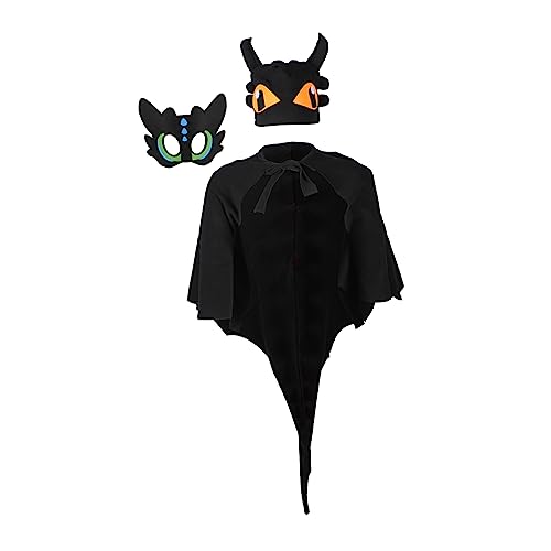 LIFKOME 1 Satz Dinosaurier-umhang-set Halloween-drachenkostüm Cosplay Drachenkostüm Drachen Kostüm Drachenkostüm Für Drachenflügel Drachenmaske Für Polarfleece Black von LIFKOME