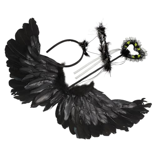 LIFKOME 1 Satz Federflügel igelkostümkinder angel fairy wings black Federnflügel Kostümflügel Engelsflügel für Halloween Mädchenfeenflügel Engelsflügel für Cosplay Teufelsflügel Plastik von LIFKOME