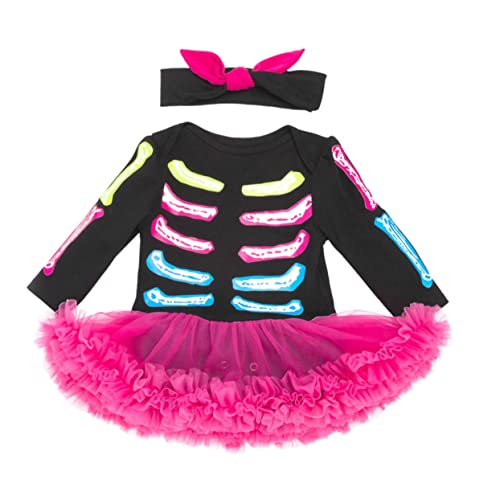 LIFKOME 1 Satz Festival-Skelett-Kleid Kleid für neugeborene Mädchen Neugeborenes Halloween-Outfit halloween costume halloween kleidung schwarzer Rock Kleider Strampler für Babys Babykostüm von LIFKOME