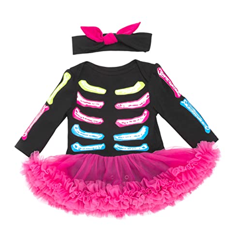 LIFKOME 1 Satz Festival-Skelett-Kleid schickes Halloween-Kostüm Babykostüm Babydoll-Kleider Babykleider halloween outfit halloween costume Babyrock Halloween-Babyspielanzug Baumwolle von LIFKOME