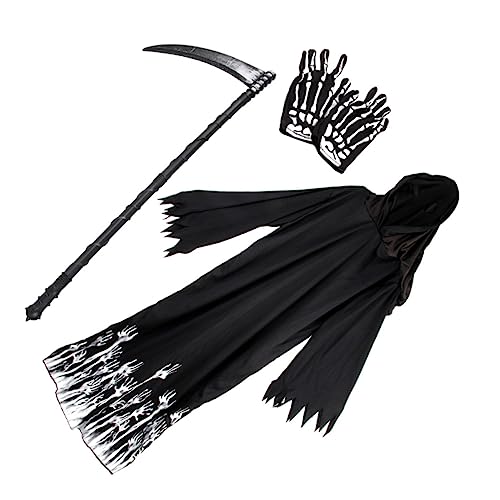 LIFKOME 1 Satz Halloween-Anzug Kapuzenmantel Halloween-Kostüm verkleiden Cosplay-Umhang grimmige Halloween Theme Halloween Horror Halloween-Umhänge Cosplay-Mantel Plastik Black von LIFKOME