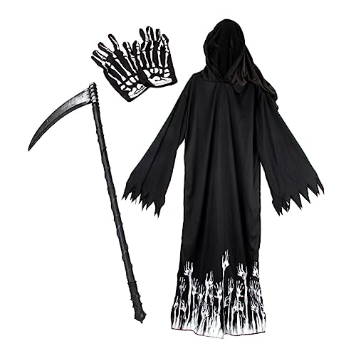 LIFKOME 1 Satz Halloween-Anzug Reaper Hoodie Kleid Umhang Kostüm Kapuzenrobe des Sensenmanns Geistermantel Halloween-umhänge Sensenmann Sense Grimmige Sense Düsteres Outfit Black Stoff von LIFKOME