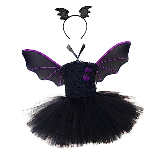 LIFKOME 1 Satz Halloween Kinder Kleid Set Halloween-kleid Für Kinder Fledermauskleid Cosplay-kleid Für Kinder Halloween-tutu Für Mädchen Ballkleider Für Mädchen Platzkleid Für Kinder Black von LIFKOME